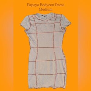 Papaya Tan and Burnt Orange Midi Dress